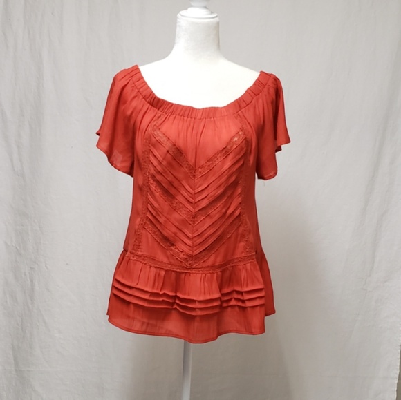 Entro off the shoulder top. Size medium, orange - Picture 1 of 4